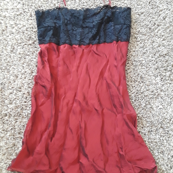 Vintage Crimson Red Silk Chiffon Slip - Picture 3 of 5